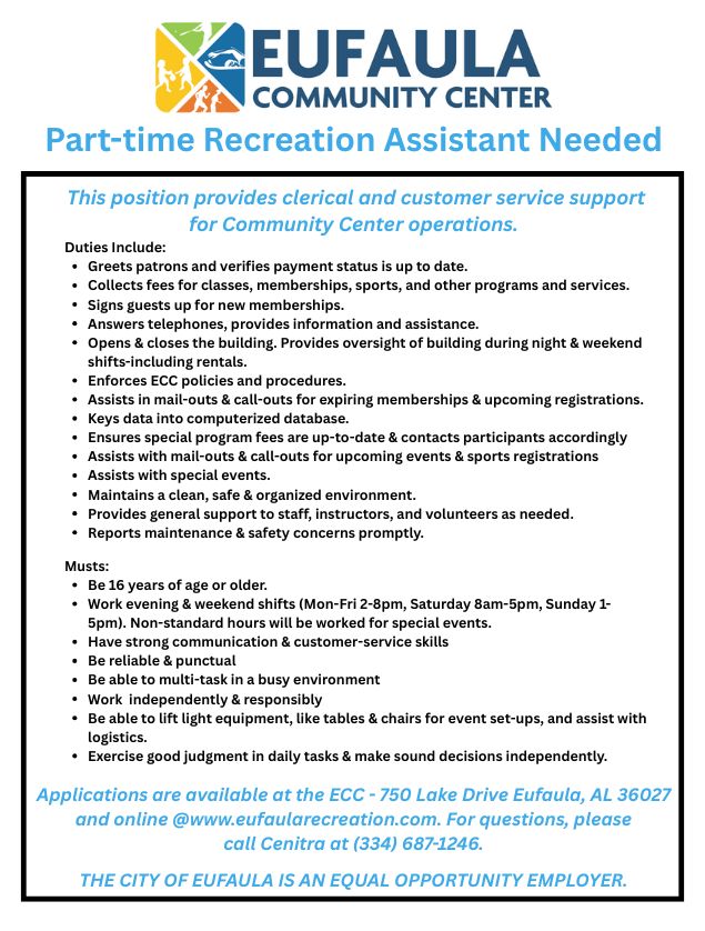 Part Time Recreation Assistant